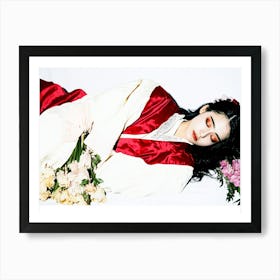 Asian Woman With Flowers Art Print