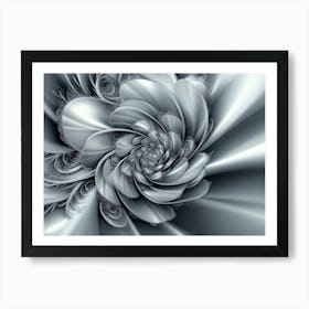 3d Designation Abstract Fractal Fantastic Flower Silk Gray Backgroud Affiche