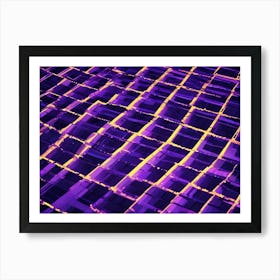 Abstract Geometric Design With A Grid Of Glowing Purple Squares With Yellow Outlines, Creating A Dynamic And Futuristic Aesthetic Art Print