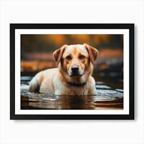 Golden Retriever In Water Art Print