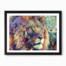 Lion Art Illustration In A Photomontage Style 06 1 Art Print