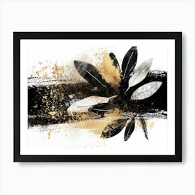 Black And Gold Leaves Canvas Print 2 Art Print