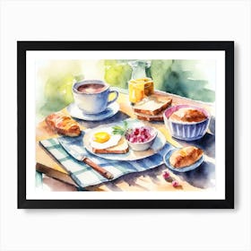 Breakfast On A Table In The Sunlight Watercolour 7 Art Print