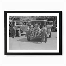 Children On Back Of Automobile, San Augustine, Texas By Russell Lee Art Print