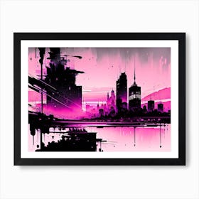 Pink City Skyline Art Print