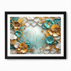 White Lattice Elements Turquoise 1 Art Print