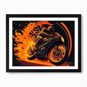 Fire Motorbike Cool Art Print