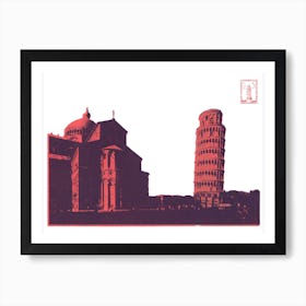 Pisa Screen Print Pink Art Print