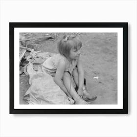 Child Of White Migrant Worker Sitting On Cotton Pickers Sacks Near Harlingen, Texas By Russell Lee Art Print