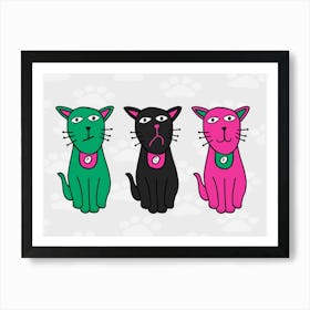 Three Cats Art Print