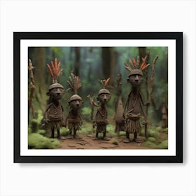 Group Of Native People In The Forest Art Print