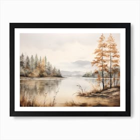 A Painting Of A Lake In Autumn 8 Art Print