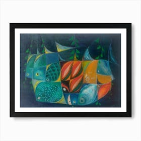 Abstract Shoal of Fish Art Print