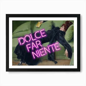 Decadent young woman, Vintage altered art, dolce far niente Art Print