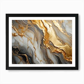 Abstract Marble Texture Swirls Of Gold And Silver Intertwining In A Lavish Dance Of Opulence Palet (6) Art Print