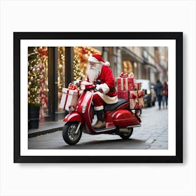 Santa Claus On Moped Art Print