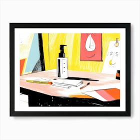 Desk with Cream Art Print