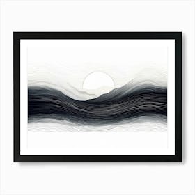 Black And White Waves, Produce A Monochromatic Abstract Artwork Overlapping Squares And Rectangles Art Print