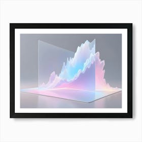 3d Rendering Of A Translucent Glass Frame Displaying A Colorful, Abstract Line Graph Art Print