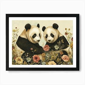 Floral Animal Illustration Giant Panda 3 Art Print
