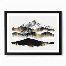 Tree In The Mountains Art Print