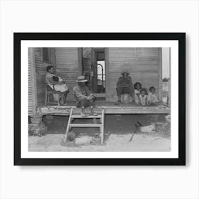 Tenant Farmer And His Family On Front Porch Of Their Home In Wagoner County, Oklahoma By Russell Lee Art Print