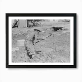 Spanish American Mixing Adobe Plaster, Chamisal, New Mexico By Russell Lee Art Print