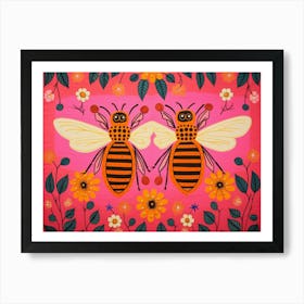 Honey Bee 3 Folk Style Animal Illustration Art Print