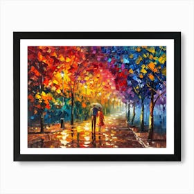 Couple Walking In The Rain 4 Art Print