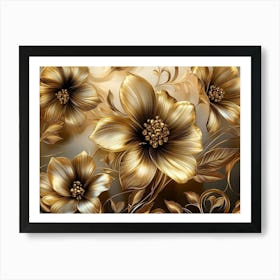 Gold Flowers 32 Art Print