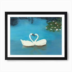 Two Swans In Love Art Print