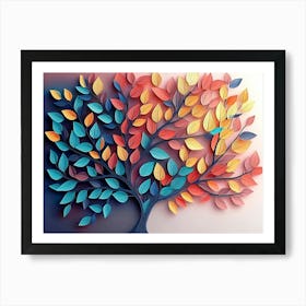 Colorful Tree with Leaves on Hanging Branches 6 Art Print