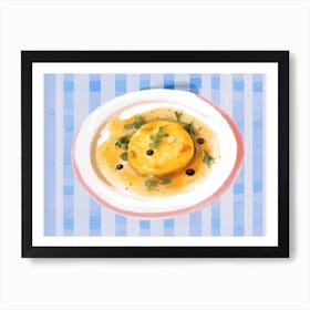 A Plate Of Polenta, Top View Food Illustration, Landscape 3 Art Print