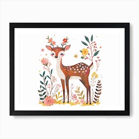 Little Floral Reindeer 2 Art Print