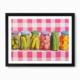 Pickles In A Jar Pink Checkerboard 1 Art Print