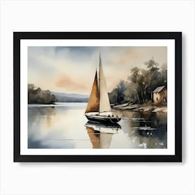Sailboat Painting Lake House (5) Art Print