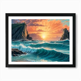 Sunset At The Beach Art Print