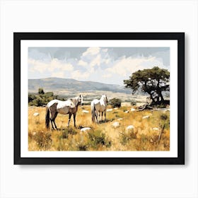 Horses Painting In Corsica, France, Landscape 3 Art Print