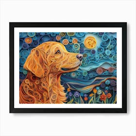 Golden Retriever Paper Quilling Dog Portrait Art Print