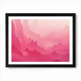 Pink Mountain Landscape Dreamy Fantasy Scene 1 Art Print