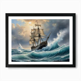 Ship In Rough Seas 3 Art Print