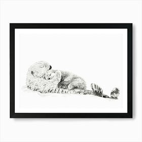 Mother Otter With Her Cub Art Print