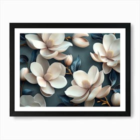 Abstract Background Of 3d Magnolia Flowers 4 Art Print