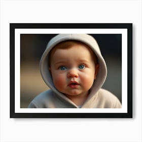 Portrait Of A Baby With Blue Eyes Art Print