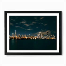 Chicago Skyline At Night Póster