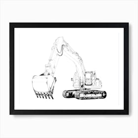 Excavator Art Illustration In A Painting Style 05 Art Print