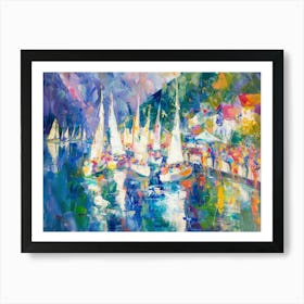 Sailboats In The Harbor 5 Art Print