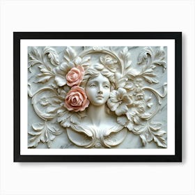 Woman With Roses Art Print