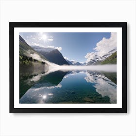 Morning light at the lake Art Print