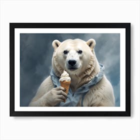 Polar Bear Eating Ice Cream Art Print